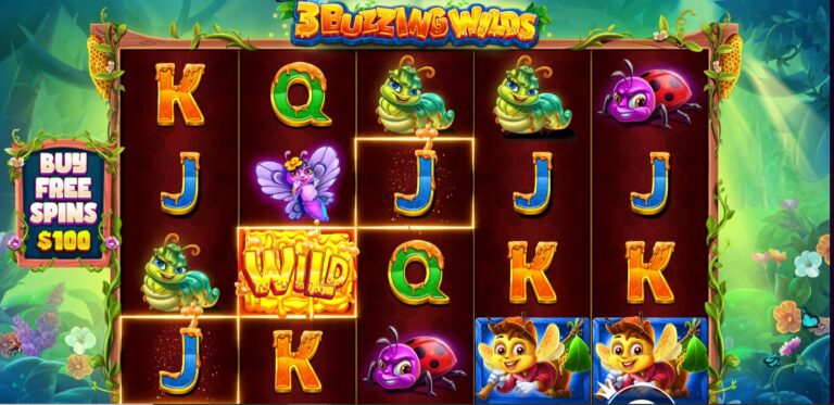 3 Buzzing Wilds slot review gameplay image – 250 spin test