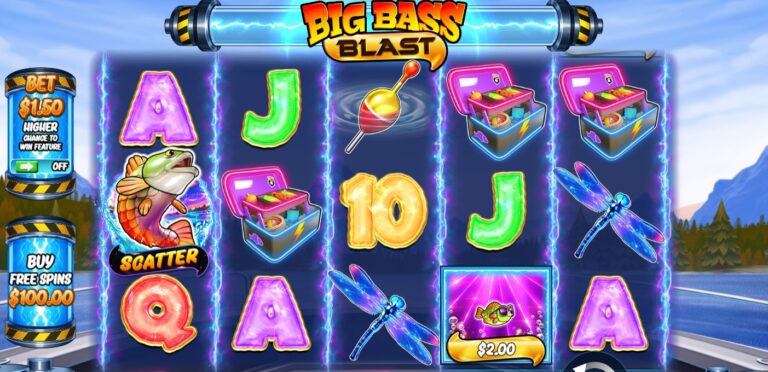 Big Bass Blast slot review gameplay image – 250 spin test