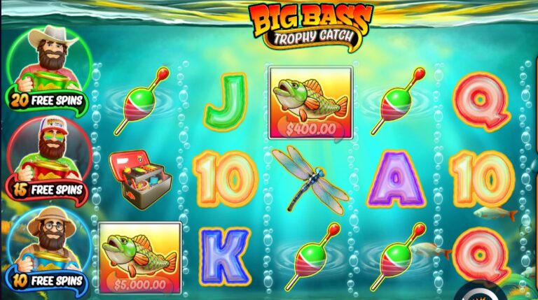 Big Bass Trophy Catch slot review gameplay image – 250 spin test