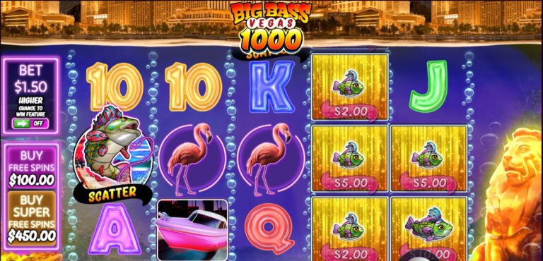 Big Bass Vegas 1000 slot review gameplay image – 250 spin test