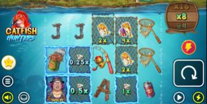 Catfish Hunters slot review gameplay image – 250 spin test