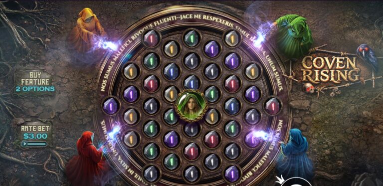 Coven Rising slot review gameplay image – 250 spin test