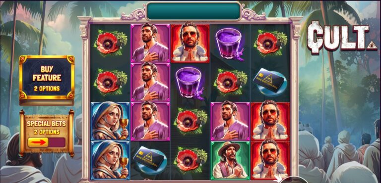 Cult slot review gameplay image – 250 spin test