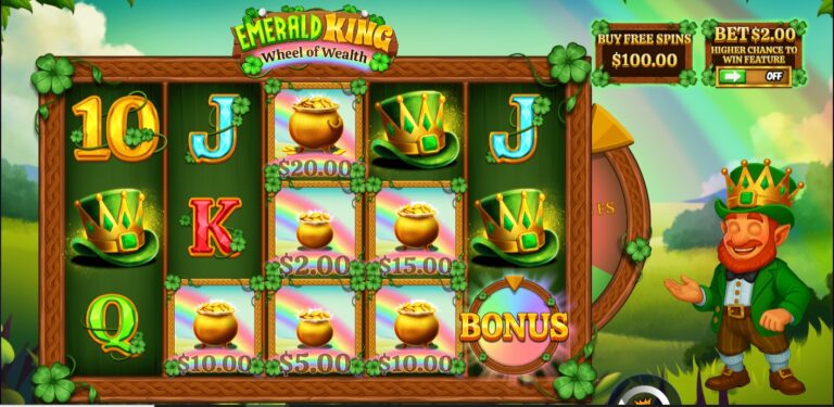 Emerald King - Wheel of Wealth slot review gameplay image – 250 spin test