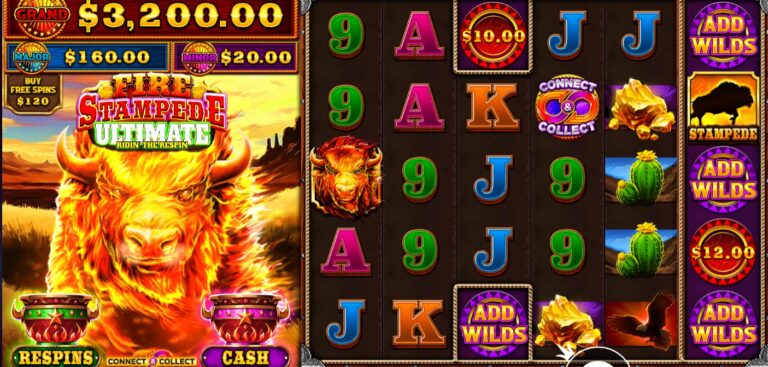 Fire Stampede Ultimate slot review gameplay image – 250 spin test