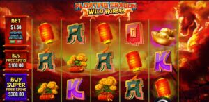 Floating Dragon Wild Horses slot review gameplay image – 250 spin test