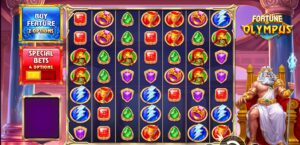 Fortune of Olympus slot review gameplay image – 250 spin test