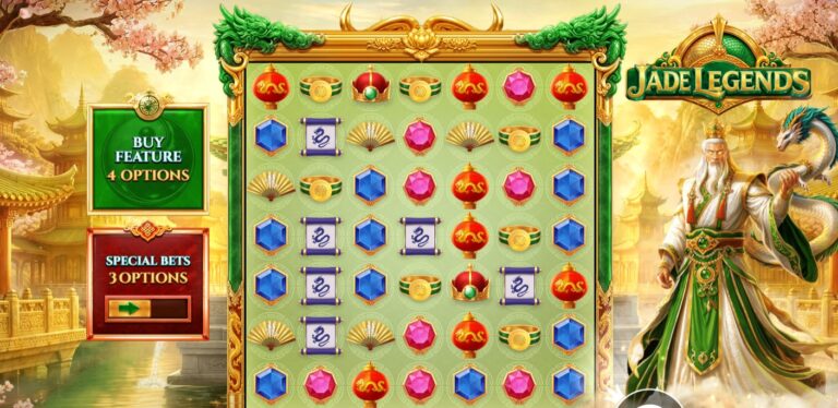Jade Legends slot review gameplay image – 250 spin test