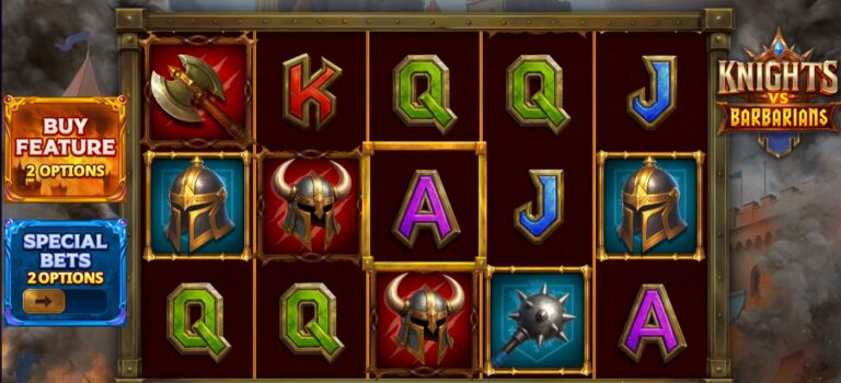 Knights vs Barbarians slot review gameplay image – 250 spin test