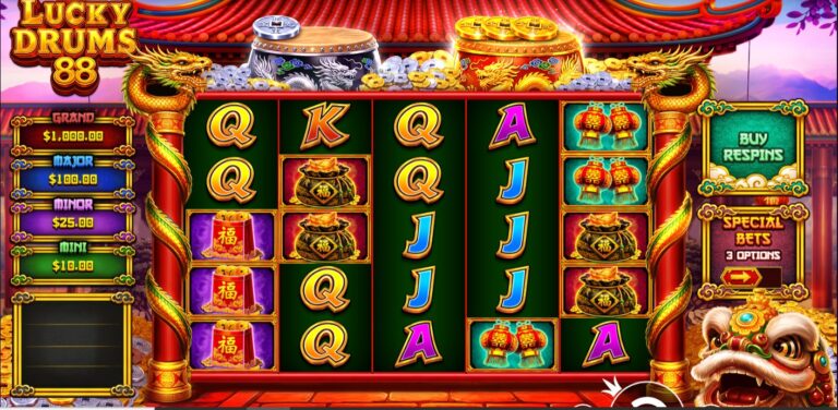 Lucky Drums 88 slot review gameplay image – 250 spin test