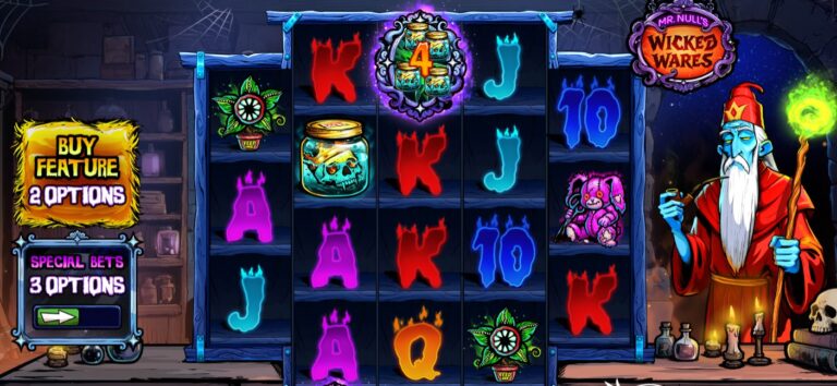 Mr Null's Wicked Wares slot review gameplay image – 250 spin test
