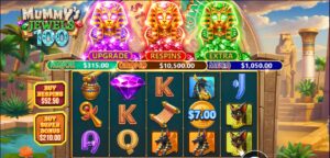 Mummy's Jewels 100 slot review gameplay image – 250 spin test