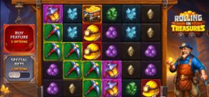 Rolling In Treasures slot review gameplay image – 250 spin test