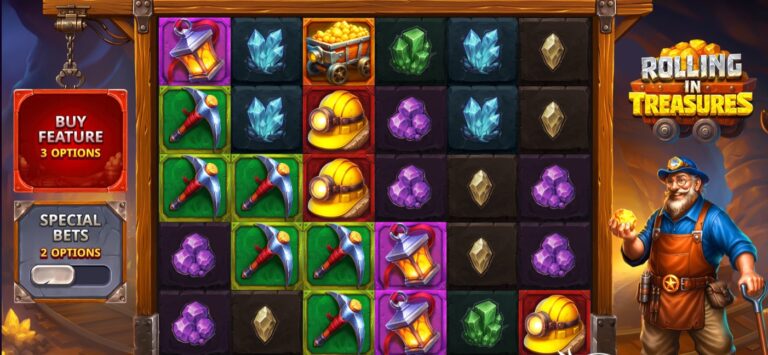 Rolling In Treasures slot review gameplay image – 250 spin test