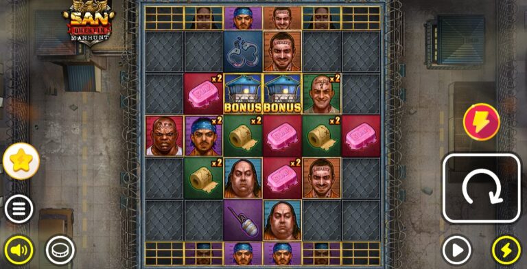San Quentin Manhunt slot review gameplay image – 250 spin test