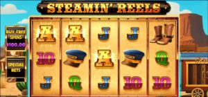 Steamin' Reels slot review gameplay image – 250 spin test