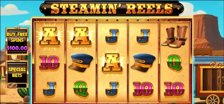 Steamin' Reels slot review gameplay image – 250 spin test