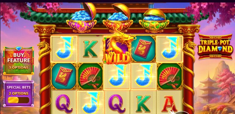 Triple Pot Diamond slot review gameplay image – 250 spin test