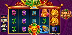 Wheel of Happiness slot review gameplay image – 250 spin test