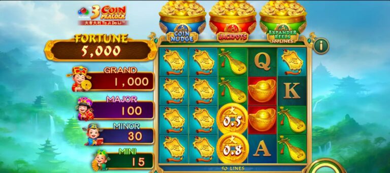3 Coin Golden Peacock slot review gameplay image – 250 spin test