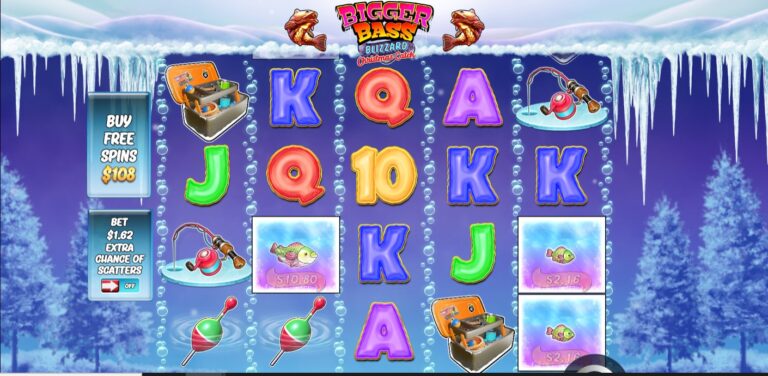 Bigger Bass Blizzard Christmas Catch slot review gameplay image – 250 spin test