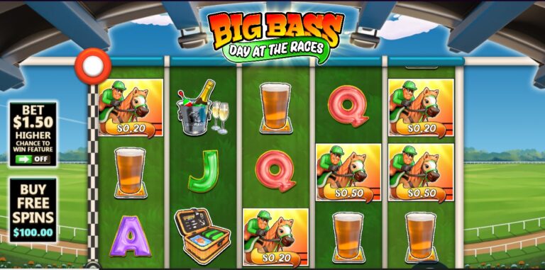 Big Bass Day At The Races slot review gameplay image – 250 spin test