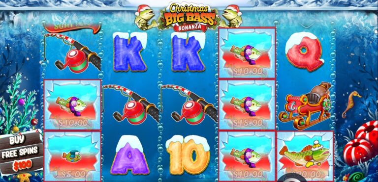 Christmas Big Bass Bonanza slot review gameplay image – 250 spin test