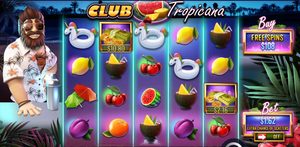 Club Tropicana slot review gameplay image – 250 spin test