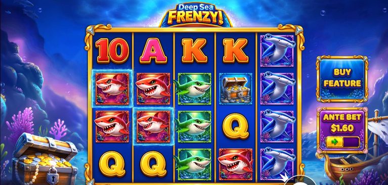 Deep Sea Frenzy slot review gameplay image – 250 spin test