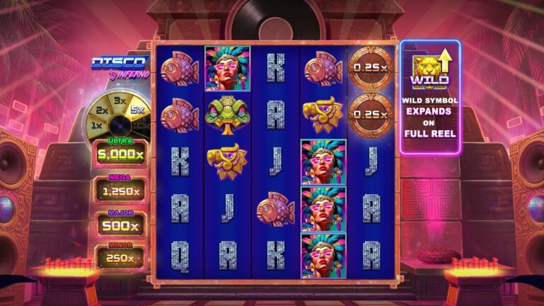 Disco Inferno slot review gameplay image – 250 spin test