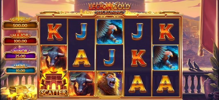 Legion Gold Reckoning slot review gameplay image – 250 spin test