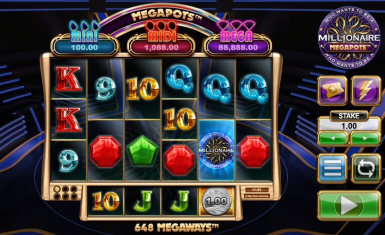 Millionaire Megapots slot review gameplay image – 250 spin test