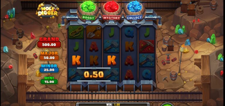 Mole Digger slot review gameplay image – 250 spin test