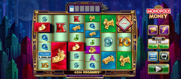 Monopoly Money slot review gameplay image – 250 spin test