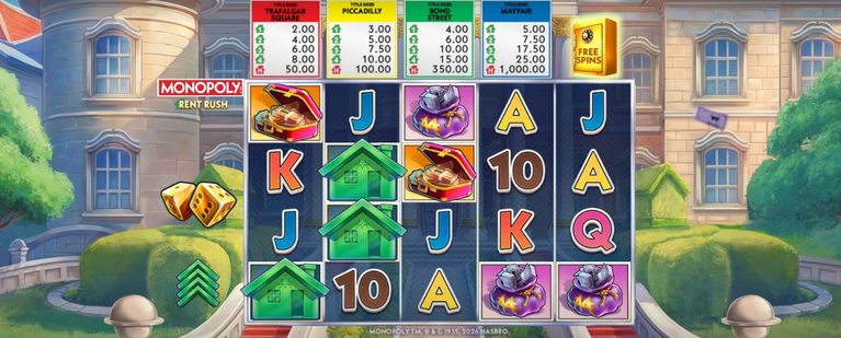 Monopoly Rent Rush slot review gameplay image – 250 spin test