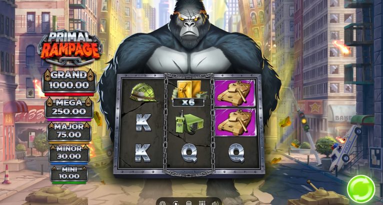 Primal Rampage slot review gameplay image – 250 spin test