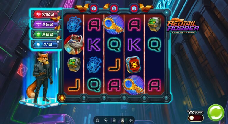 Red Tail Robber Cash Vault Heist slot review gameplay image – 250 spin test