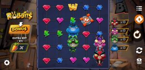 Robbits slot review gameplay image – 250 spin test