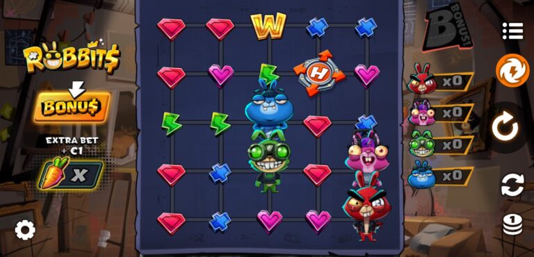 Robbits slot review gameplay image – 250 spin test