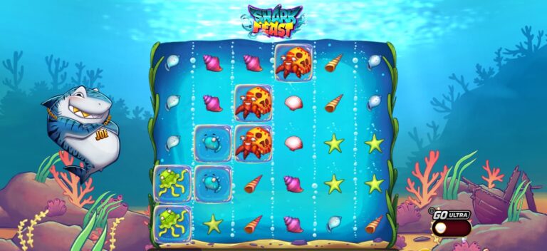 Shark Feast slot review gameplay image – 250 spin test