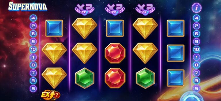 Supernova slot review gameplay image – 250 spin test
