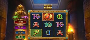 Temple of Three slot review gameplay image – 250 spin test