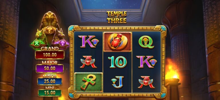 Temple of Three slot review gameplay image – 250 spin test