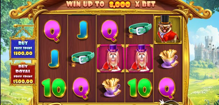 The Dog House Royal Hunt slot review gameplay image – 250 spin test