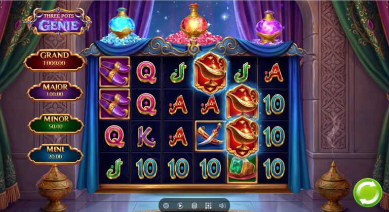 Three Pots of the Genie slot review gameplay image – 250 spin test