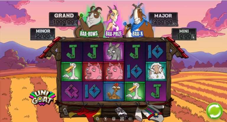 Unigoat slot review gameplay image – 250 spin test