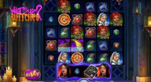 What's Up Witches slot review gameplay image – 250 spin test