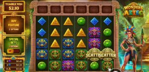 Wonders of Aztec slot review gameplay image – 250 spin test